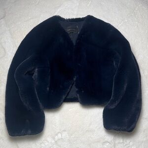 BCBGMaxAzria Midnight Blue Faux Fur Coat